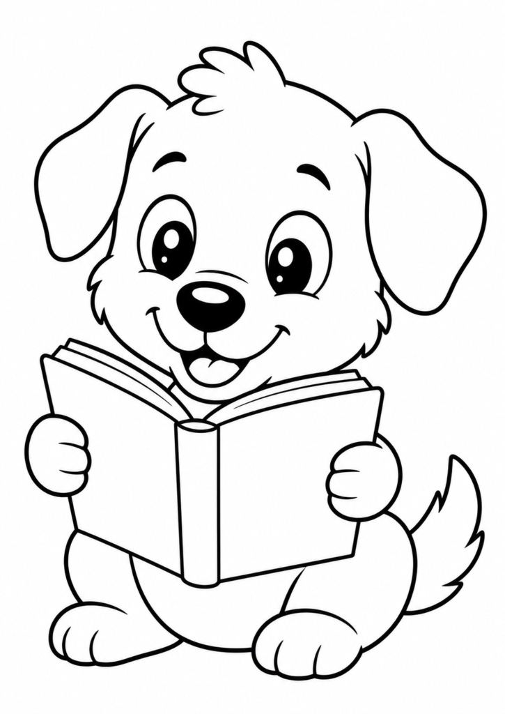 Schlauer Hund liest ein Buch
