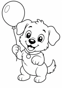 Fröhlicher Hund mit Luftballon