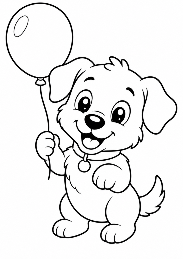 Fröhlicher Hund mit Luftballon