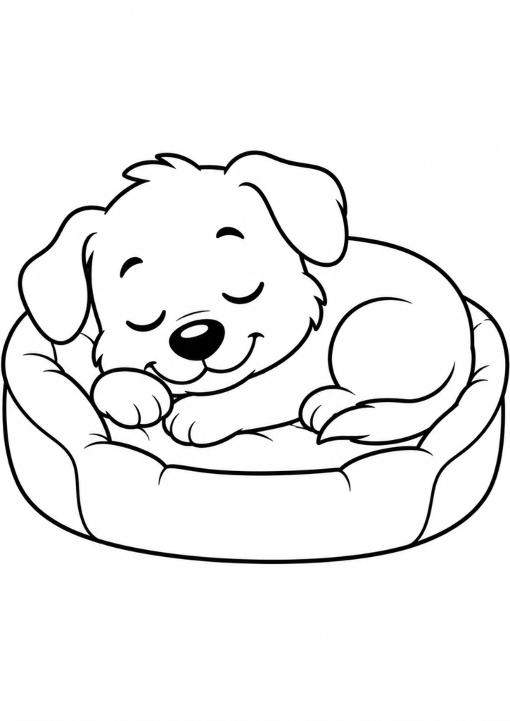 Schlafender Hund im Körbchen
