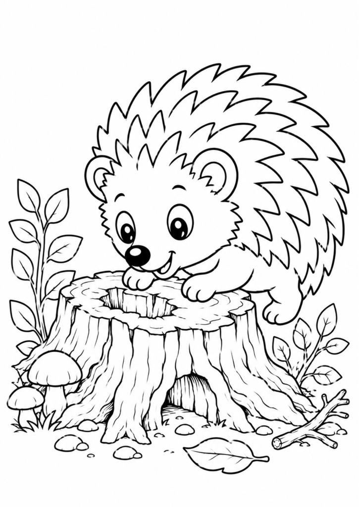 Igel am Baumstumpf