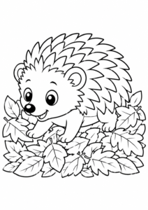 Igel läuft durch Blätterhaufen