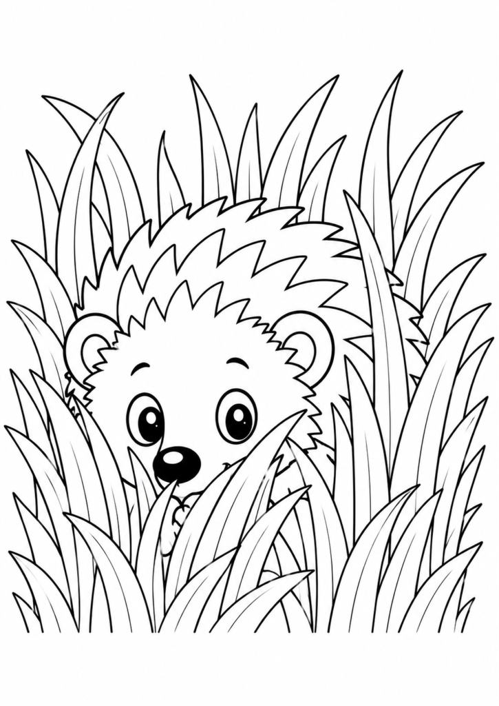 Igel im Gras versteckt