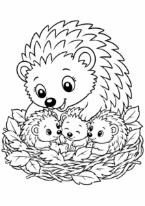 Igelmama mit Baby-Igeln