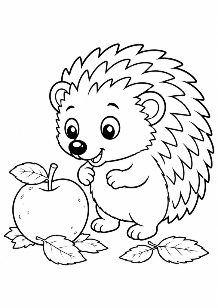 Igel mit einem Apfel