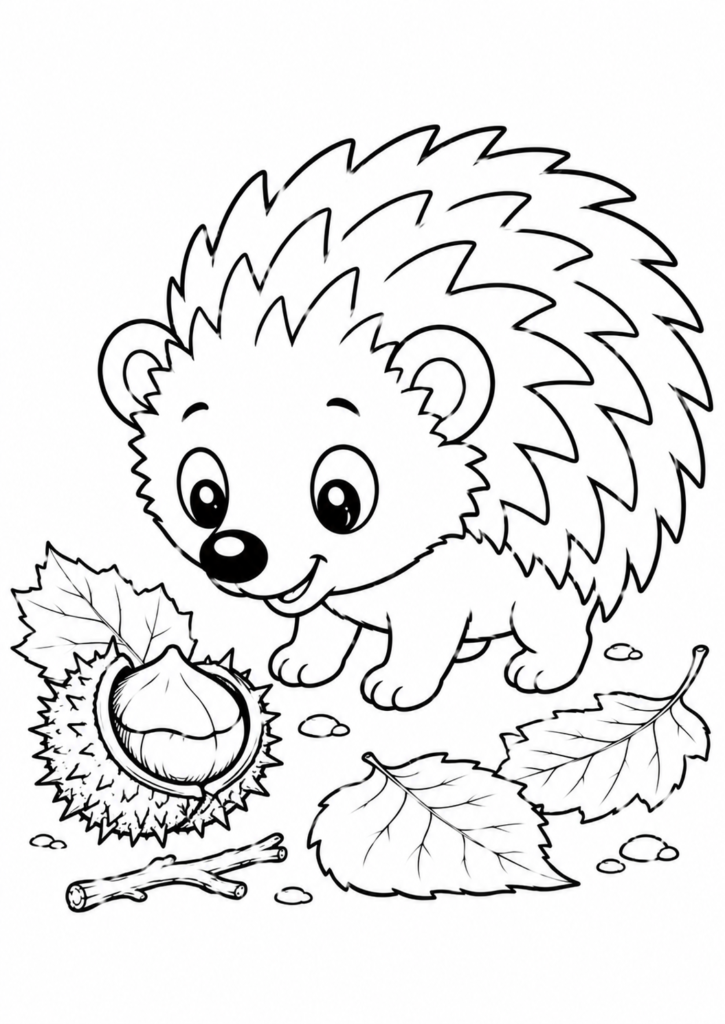 Igel mit einer Kastanie