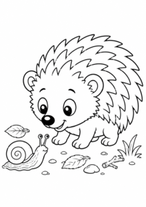 Igel mit einer Schnecke