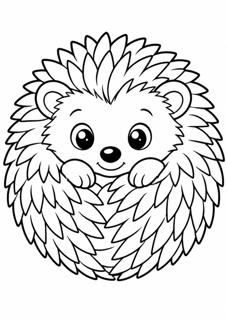 Niedlicher Igel rollt sich zusammen