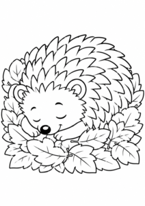 Igel schläft im Laub