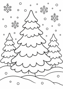 Ruhige Winterlandschaft mit verschneiten Bäumen