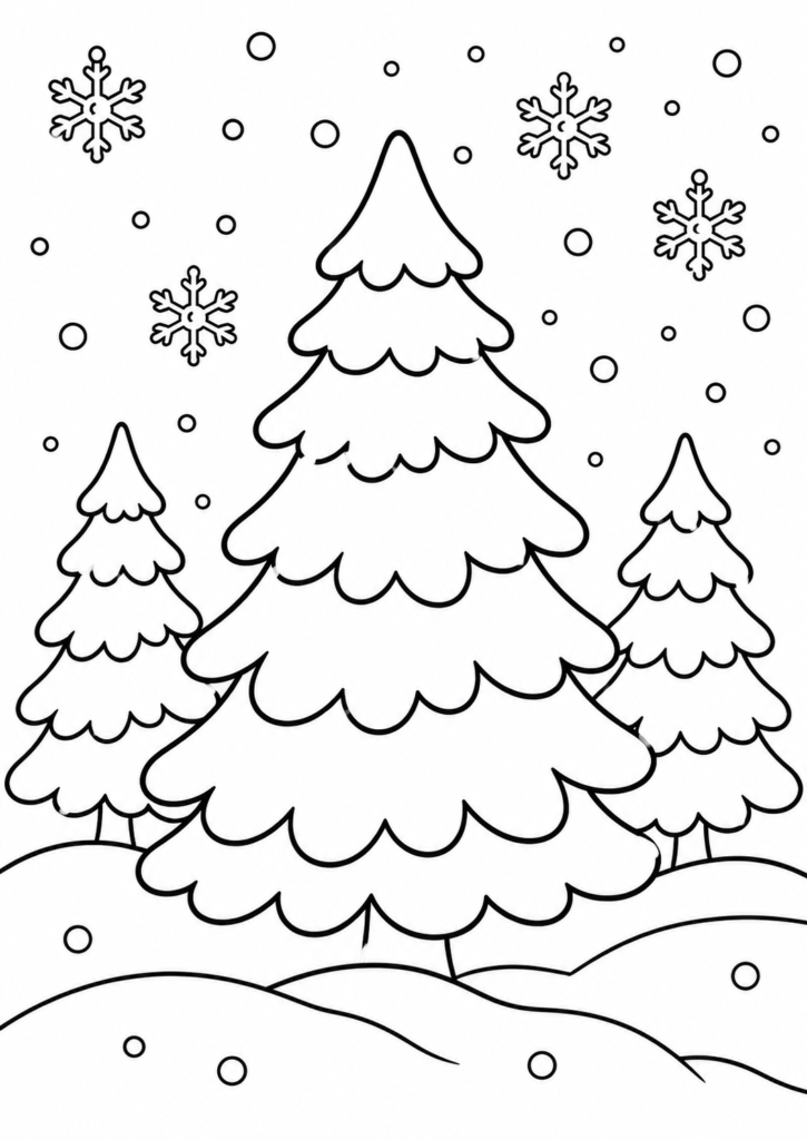 Ruhige Winterlandschaft mit verschneiten Bäumen
