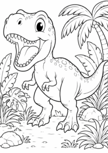 T-Rex brüllt spielerisch im Dschungel