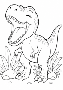 T-Rex gähnt mit weit geöffnetem Maul