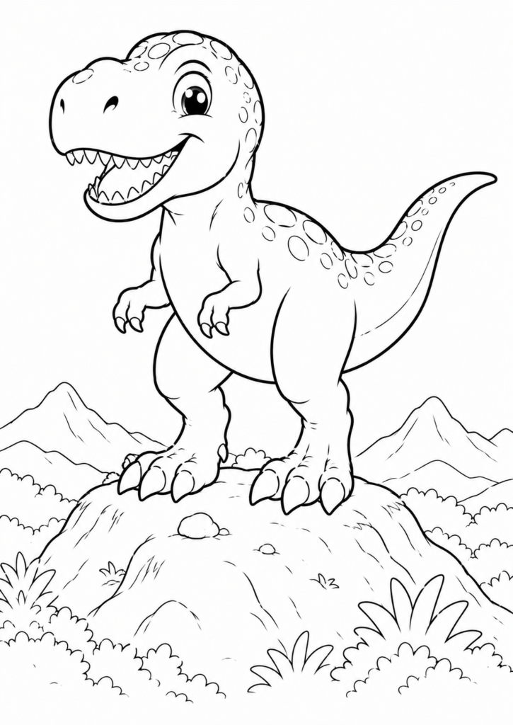 T-Rex steht majestätisch auf einem Hügel