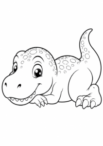T-Rex liegt entspannt auf dem Bauch