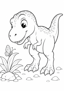 T-Rex beobachtet einen Schmetterling