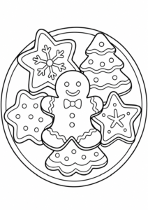 Teller mit verschiedenen Lebkuchen Ausmalvorlage